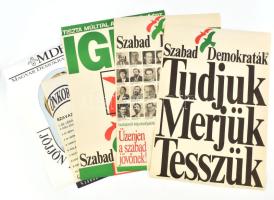 1989 5 db rendszerváltó plakát: SZDSZ, lista, stb, MDF. Jó állapotban 40x60 cm