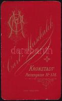 cca 1900 Ismeretlen férfi portréja, keményhátú fotó Carl Muschalek brassói (Kronstadt/Brasov) műterm...