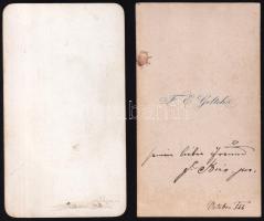 cca 1866 Bíró vezetéknevű föltehetőleg jogász úriember 2 db portréfotója, keményhátú fotók Geltsch F...