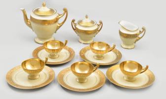 Epiag aranyozott porcelán teás készlet. Jelzett, aranyozott, hiányos, kis kopással