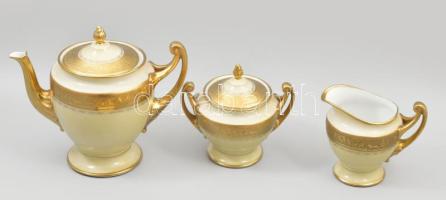 Epiag aranyozott porcelán teás készlet. Jelzett, aranyozott, hiányos, kis kopással