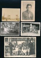 cca 1920-1940 Cserkész életképek, 5 db fotó, 5,5×7,5 és 8,5×13,5 cm közötti méretekben