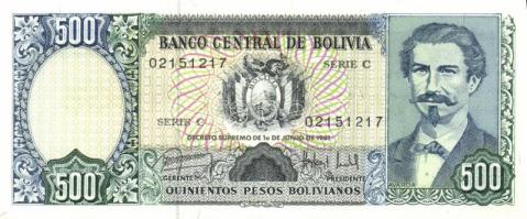 Bolívia 1981-84. 500PB, 1000PB (2x), 5000PB (2x) klf aláírások, 10.000PB, 50.000PB, 100.000PB komplett sor! T:I