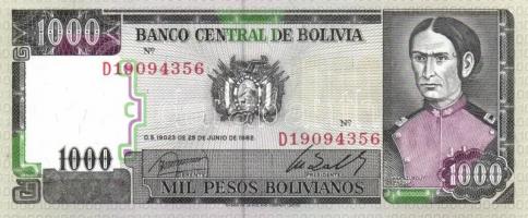 Bolívia 1981-84. 500PB, 1000PB (2x), 5000PB (2x) klf aláírások, 10.000PB, 50.000PB, 100.000PB komple...