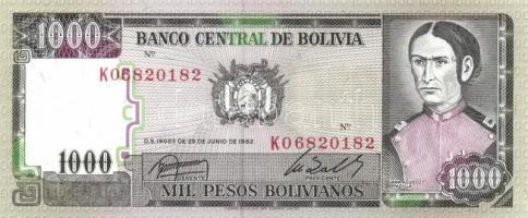 Bolívia 1981-84. 500PB, 1000PB (2x), 5000PB (2x) klf aláírások, 10.000PB, 50.000PB, 100.000PB komple...