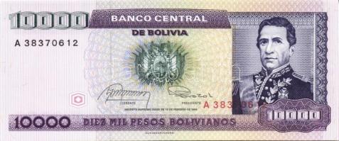Bolívia 1981-84. 500PB, 1000PB (2x), 5000PB (2x) klf aláírások, 10.000PB, 50.000PB, 100.000PB komple...