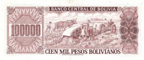 Bolívia 1981-84. 500PB, 1000PB (2x), 5000PB (2x) klf aláírások, 10.000PB, 50.000PB, 100.000PB komple...