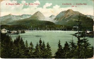 1908 Tátra, Magas-Tátra, Vysoké Tatry; Csorba-tó. Divald Károly műintézete 1827-1998. / Strbské pleso / Csorba-See / lake (EB)