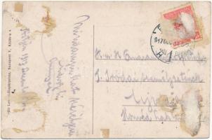 1917 Pöstyén, Piestany; Riviera híd. Vasúti levelezőlapárusítás / bridge (Rb)