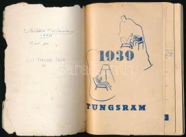 Kikli Tivadar népdalszerű névbejegyzése egy 1939 Tungsram naptárban, sérült állapotban