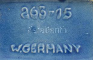 Nyugatnémet retro iparművész kék hasábváza, mázas kerámia, hibátlan, m: 15,5 cm