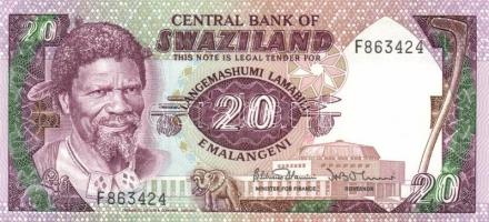 Sváziföld 1974. 1L + 1984-85. 2E, 5E, 10E, 20E Sign.4 komplett sor! T:I