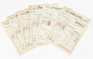 1942 Budakalászi Textilművek Klinger Henrik Rt. 6 db fejléces számlája, okmánybélyegekkel