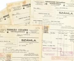 1942 Budakalászi Textilművek Klinger Henrik Rt. 6 db fejléces számlája, okmánybélyegekkel
