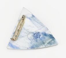 Quartz Design üveg bross, jelzett, díszdobozban, hibátlan, 5x5,5 cm