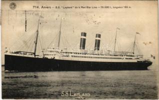 1921 Antwerp, Antwerpen, Anvers; SS LAPLAND de la Red Star Line / Belgian Red Star Line ocean liner steamship (EK)