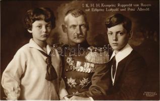 I.K.H. H. Kronprinz Rupprecht von Bayern mit Erbprinz Luitpold und Prinz Albrecht. Hofphotograph F. Grainer, München