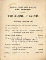 1947 Cunard White Star hajózási iroda R.M.S. Mauretania programlapja