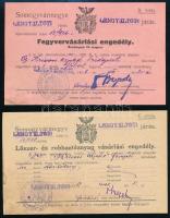 1926 Lengyeltóti, fegyvervásárlási és lőszervásárlási engedélyek, 2 db