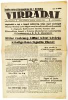 1940 A Virradat című újság V. évfolyamának 28. száma, címlapon Hitler fogadta Cianot