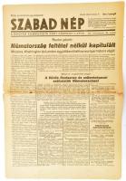 1945 A Szabad Nép III. évfolyamának 36. száma, címlapon Németország kapitulálásával