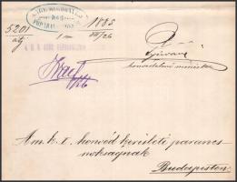 1885 Bp., M. kir. honvédelmi miniszter által kiállított hivatalos irat, báró Fejérváry Géza (1833-19...