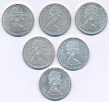 Kanada 1967. 10c Ag (6x) T:AU,XF
Canada 1967. 10 Cents Ag (6x) C:AU,XF