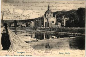 1904 Sarajevo, Evang. Kirche / Lutheran church + "K. und K. Milit. Post Sarajevo"