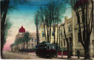 1915 Belgrade, street, palaces, tram (fl)