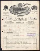 1939 Bp., Mátrai Antal és Társa Tűzoltószergyár Részvénytársaság fejléces számlája, rajta a gyár látképével