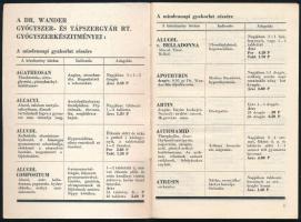 1938 Dr. Wander Gyógyszer- és Tápszergyár Rt. zsebnaptára, benne a gyógyszerkészítmények leírásával....