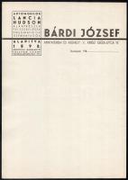 cca 1938 Bárdi József autókereskedő és szerviz cég dekoratív fejléces üzleti levélpapírja, kitöltetl...