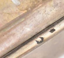 Ezüst (Ag) dobozka, fabetéttel, jelzett, kopott, 10×8 cm, nettó: 141g