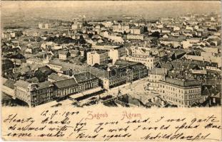 1900 Zagreb, Zágráb; látkép, piac / general view, market (fa)