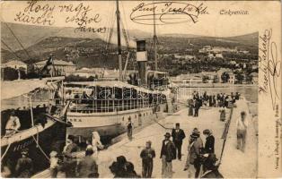 1905 Crikvenica, Cirkvenica; Molo / port, steamships (EK)
