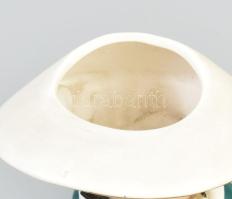 Porcelán női büszt váza bizsu ékszer díszítménnyel, jelzéssel, pattanással, m: 14,5 cm