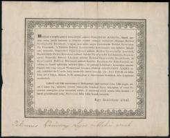 1839 Bobdai Gyertyánffy Lukács táblabíró gyászjelentése, lap alján Tekintetes Karácsonyi Lajos táblabíró úrnak felirattal, hajtásnyomokkal, lapszéli apró szakadásokkal, 21x26 cm