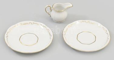Zsolnay tollas mintájú két személyes mokkás készlet: két csésze, aljjal, tejszín kiötő. Kézzel feste...