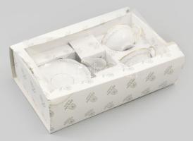 Zsolnay tollas mintájú két személyes mokkás készlet: két csésze, aljjal, tejszín kiötő. Kézzel feste...