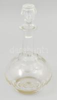 Antik hutaüveg italos palack dugóval, jelzés nélkül, kis kopással, m: 23,5 cm
