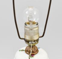 Herendi virág mintás nagy méretű porcelán lámpa. Fa talpon, réz szerelékkel m: 24 cm , teljes magass...