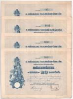 Mándok 1927. "Mándoki Takarékpénztár Részvénytársaság" részvénye 20P-ről, szelvényekkel és szárazpecséttel (4x) sorszámkövetők T:I-