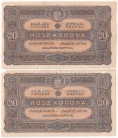 1920. 20K (2x) sorszámkövetők T:AU,VF egyik sarokhiánnyal Adamo K21