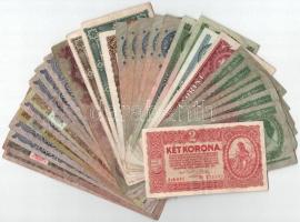 31db-os vegyes, nagyobbrészt Pengő, kisebb részt Korona és Forint bankjegy tétel T:F,VG
