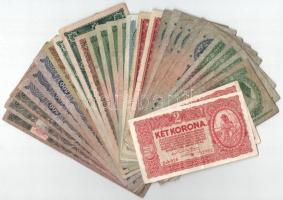 30db-os vegyes, nagyobbrészt Pengő, kisebb részt Korona és Forint bankjegy tétel T:F,VG