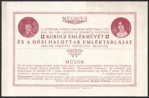 1932 Győrvári kuruc emlékmű meghívó és felhívás