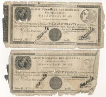 Franciaország / Rouen 1797-1803. 20Fr annulé (érvénytelen) felülbélyegzéssel (2x) T:G France / Rouen 1797-1803. 20 Francs annulé (cancelled) (2x) C:G Krause P#S245a