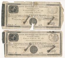 Franciaország / Rouen 1797-1803. 20Fr "annulé (érvénytelen)" felülbélyegzéssel (2x) T:G France / Rouen 1797-1803. 20 Francs "annulé (cancelled)" (2x) C:G Krause P#S245a