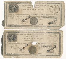 Franciaország / Rouen 1797-1803. 20Fr annulé (érvénytelen) felülbélyegzéssel (2x) T:G France / Rouen 1797-1803. 20 Francs annulé (cancelled) (2x) C:G Krause P#S245a