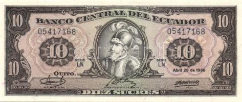 Ecuador 1986-94. 5S, 10S (3x) klf évszám vagy aláírás, 20S (2x) klf aláírás, 50S, 100S (3x) klf évsz...